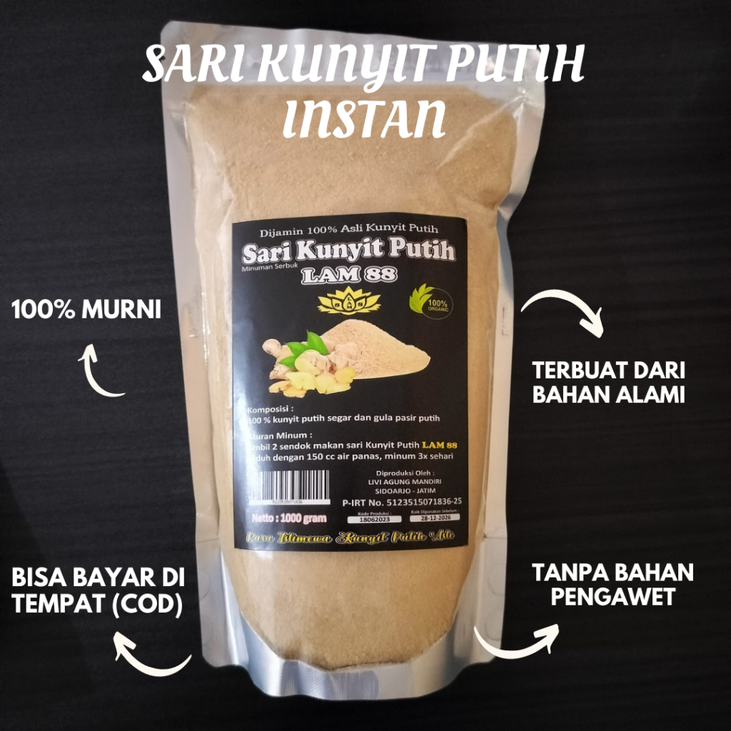 

(INSTAN) Sari Kunyit Putih Bubuk 100% MURNI