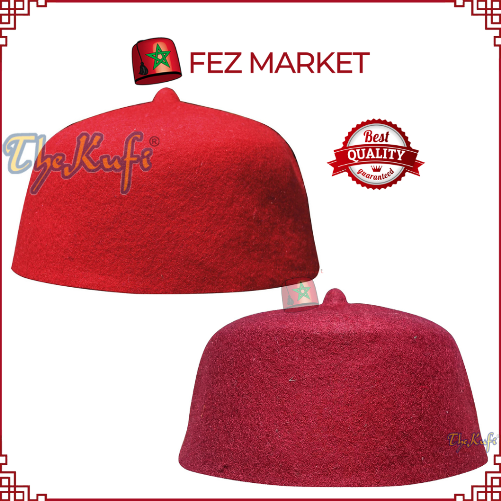 Peci Fez UAS Bahan Wol Domba Asli Warna Merah Marun TheKufi Original Brand Size S-XL Peci Ustadz Abd