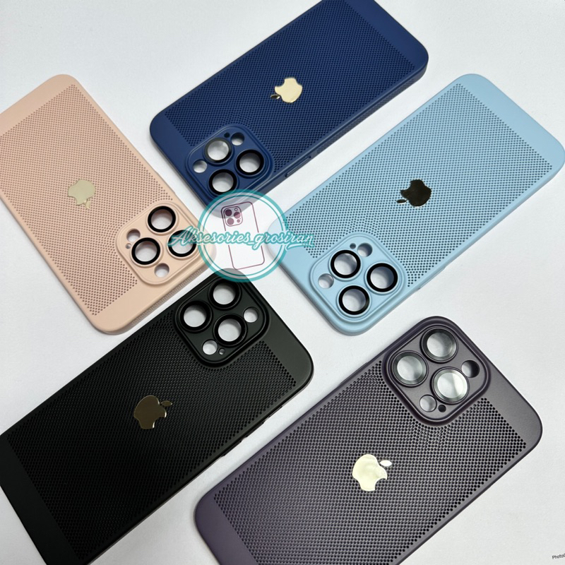 NEW !! Premium Slim Fit AIRWAY COOLING Net Case Anti Panas Iphone 11 12 13 14 PRO MAX 14+ PLUS Lens Protector Cover