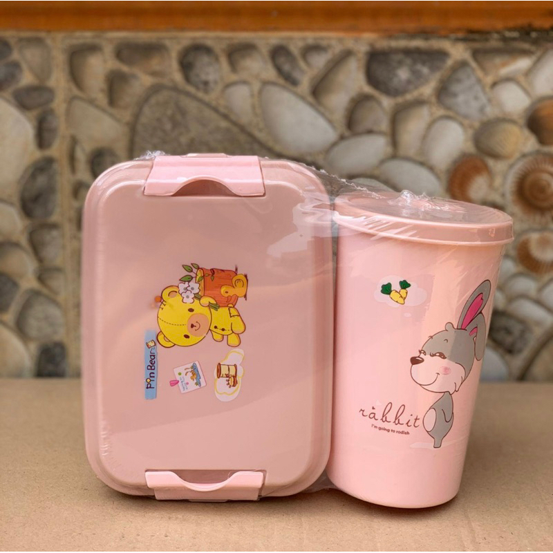 kotak makan set / tumbler botol minum dan lunch box