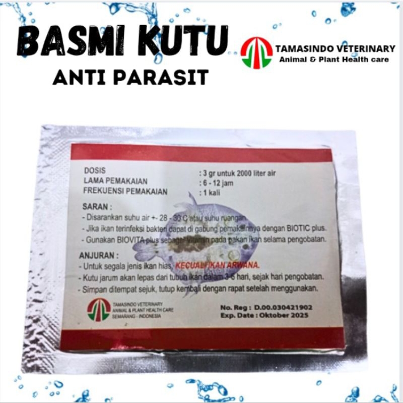 Obat Ikan Anti Parasit Anti Kutu BASMI KUTU 3GR