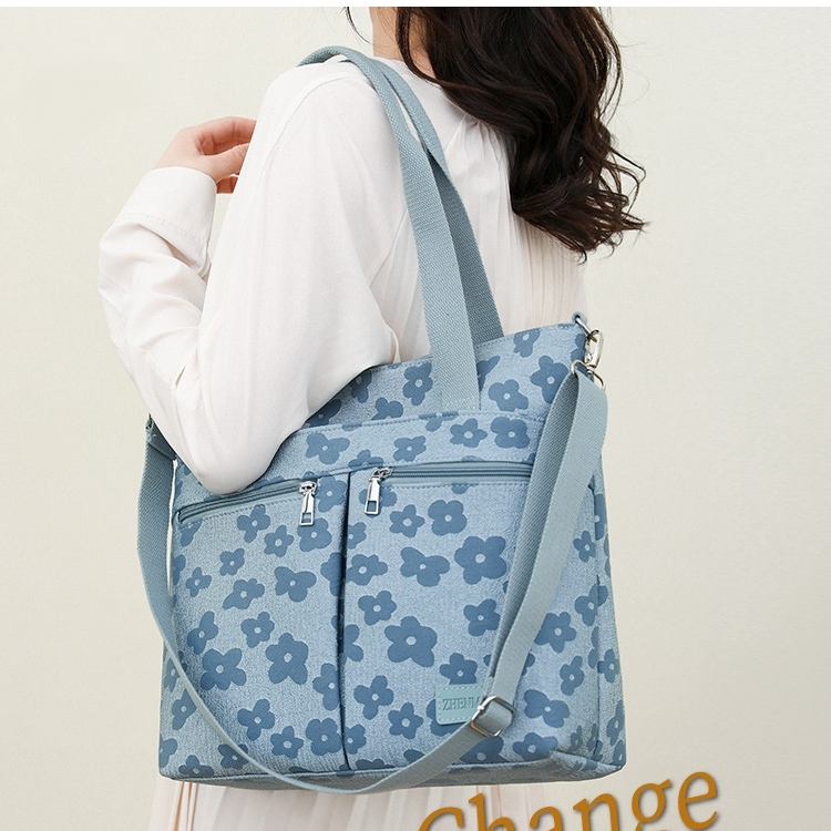 TAS SELEMPANG WANITA PREMIUM KANVAS BIRU MOTIF BUNGA AMICO TA834B2 IMPORT SHOULDER BAHU SLING BAG CANGKLONG KOREA REMAJA KEKINIAN KULIAH KERJA KANTOR CEWEK MURAH BATAM FASHION TERBARU