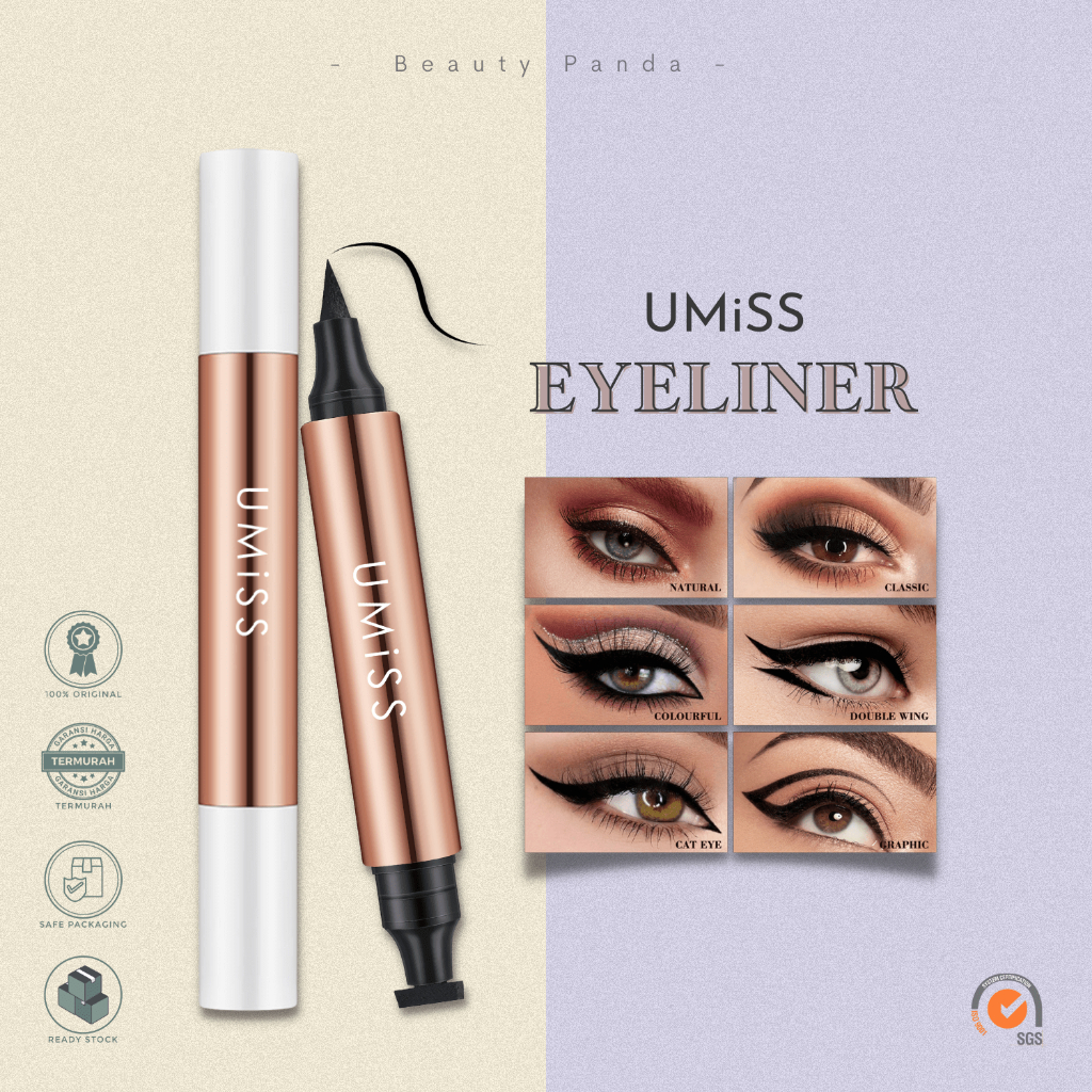 UMISS Stamp Eyeliner Black Double Head Waterproof Eyeliner Pencil Eye Makeup Original