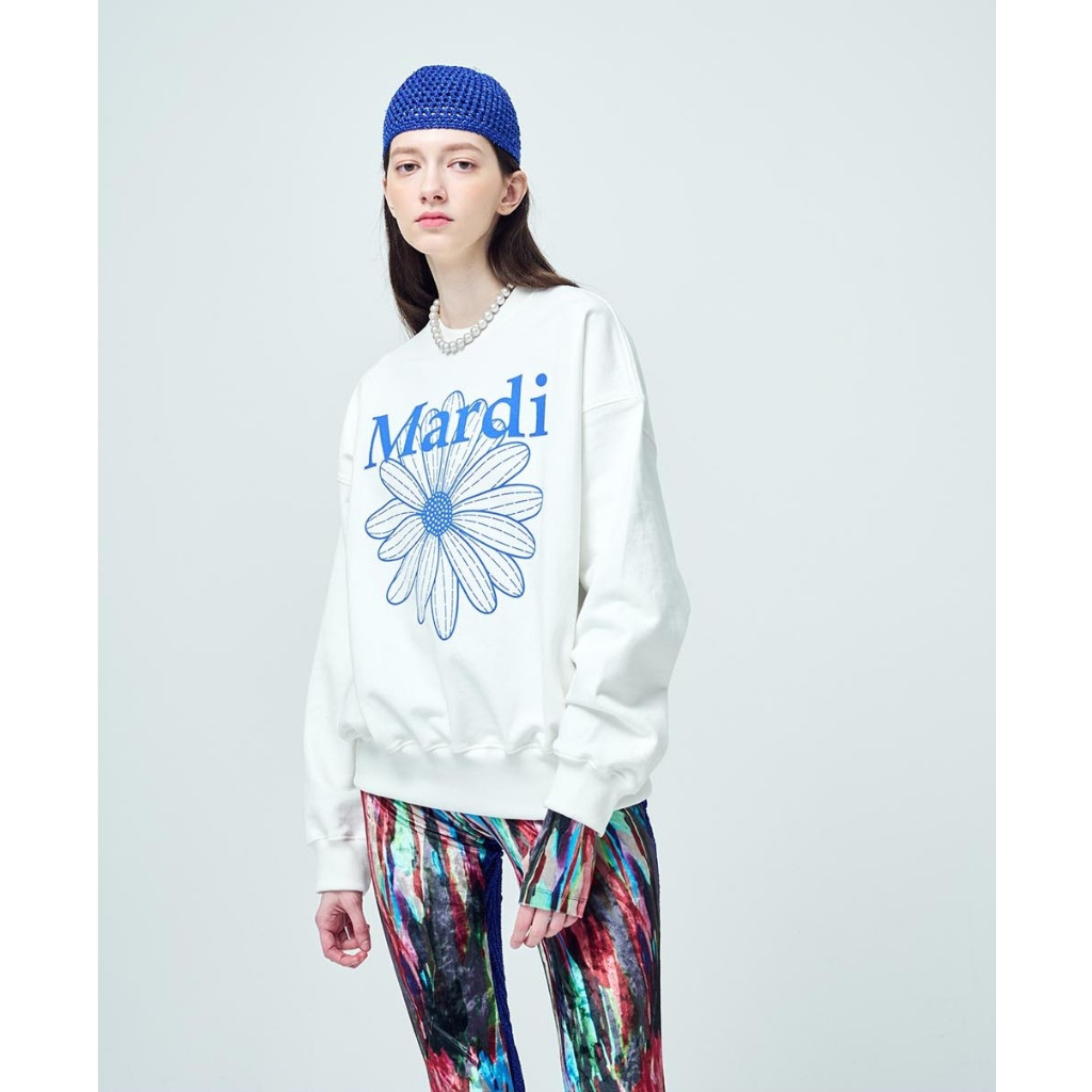 SWEATSHIRT FLOWER MARDI (WHITE VIVID BLUE)