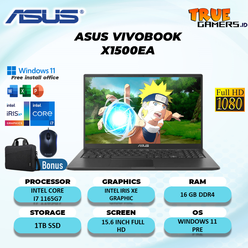 Asus Vivobook X1500EA I7 1165G7 16GB 1TBSSD Win 11pro  15.6FHD