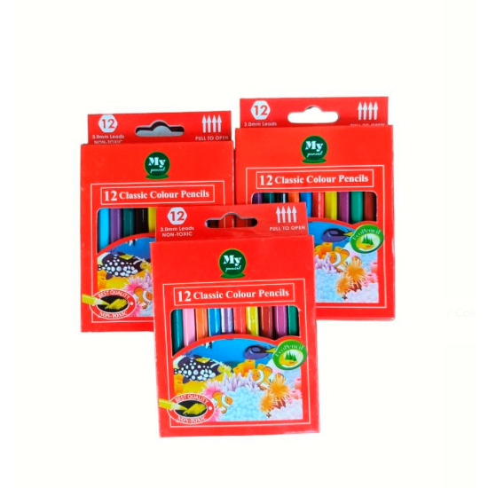 

REVA - Pensil 12 Warna Pendek Mini MY PENCIL / Color Pencil Paper Box Classic / Coloring Set Anak Anak