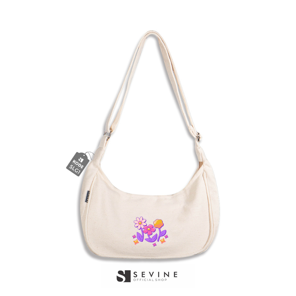 Sevine Luna Sling Bag Tas Selempang Wanita Tas Wanita Kuliah Kanvas Resleting Shoulder Bag Hand Bag - SLG