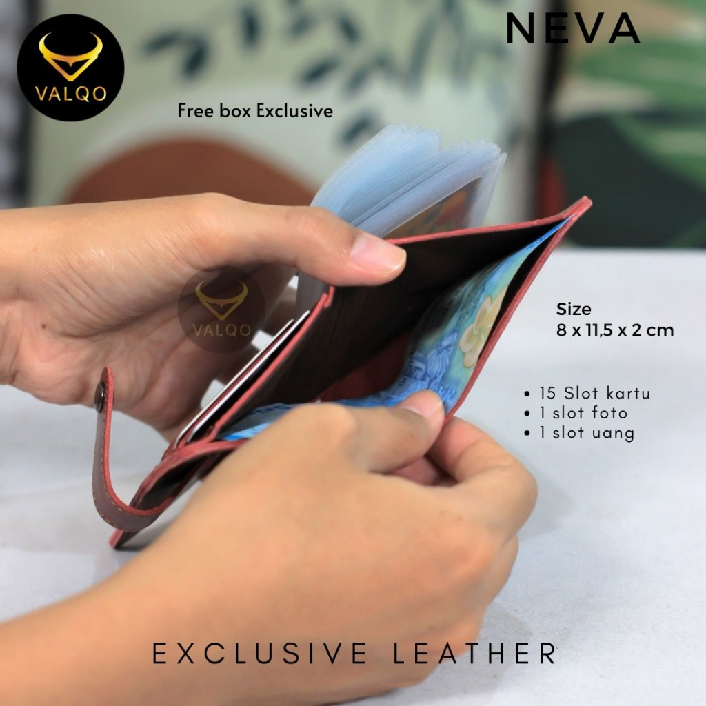 [VALQO] NEVA Dompet kartu Kulit sapi Dompet Kecil Dompet Wanita Dompet Pria Dompet Kartu Nama ID Card Holder