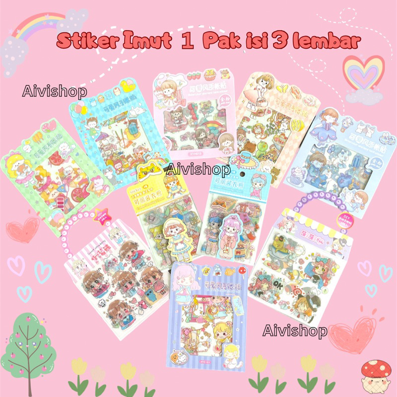 

VIRAL‼️Stiker Lucu Imut anti air 1 Set isi 3 lembar Motif kartun Cute