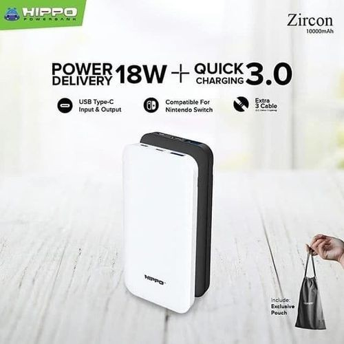 Hippo PowerBank Zircon 10000mAh QC 3.0 + PD 18W Quick Charging Garansi Resmi