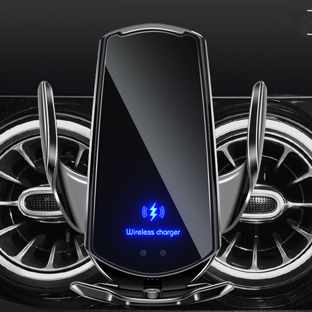 Wireless Charger Phone Holder Smart Lock Car Fast Charging 15W - Q3 - Black