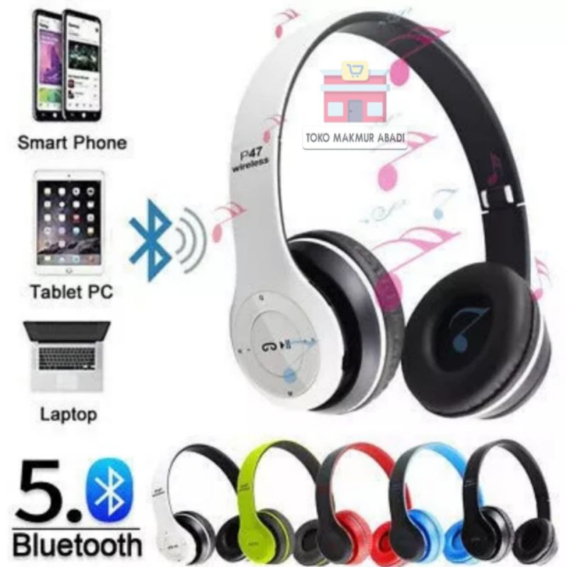 Headphone P47 Bluetooth Wireless Audio Stereo AUX Super Bass Headset Bluetooth