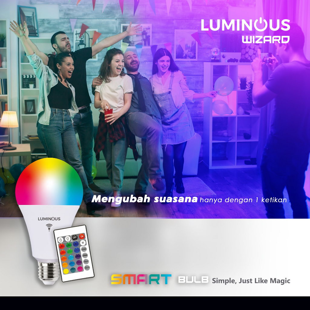 &quot;17 RB DOANG!&quot; LAMPU LED SMART BERUBAH WARNA LUMINOUS RGB LIGHT BULB WITH REMOTE CONTROL 15 WATT