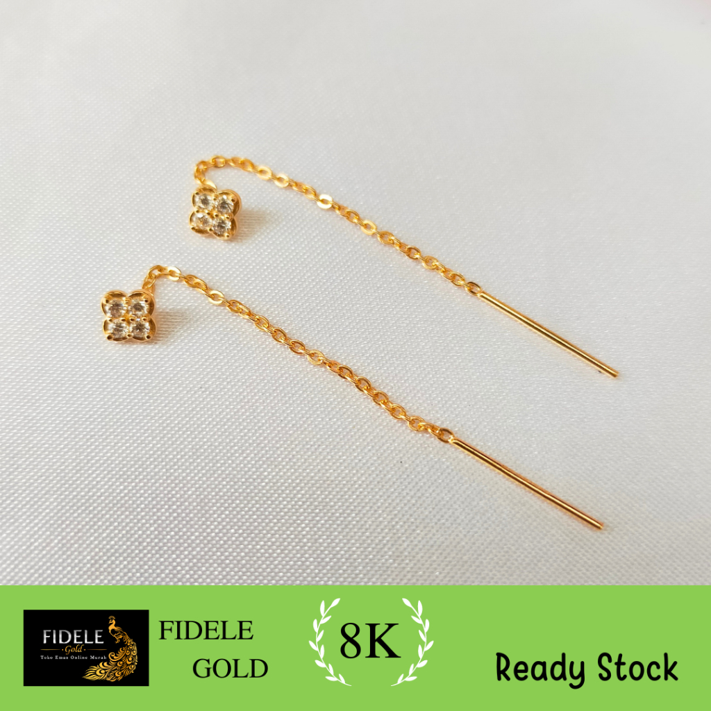 Anting tlusup bunga fashion mata anting emas asli kadar muda 375