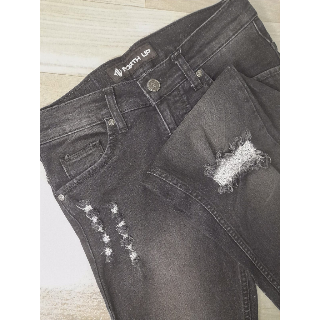 NORTH UP DENIM Celana Jeans Long Pants Denim Slim Fit Men Jeans Denim Pria Sobek Viggo Black Jazz Denim