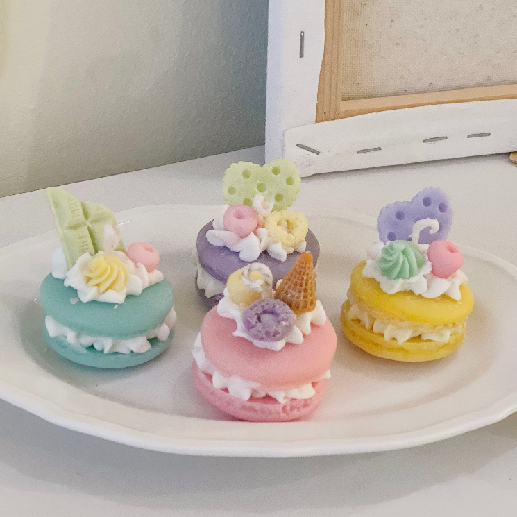 Macaron Candle | 90 Gr | Custom Cake Candle | Hampers Giftset | Souvenir | lilin korea | lilin aesth