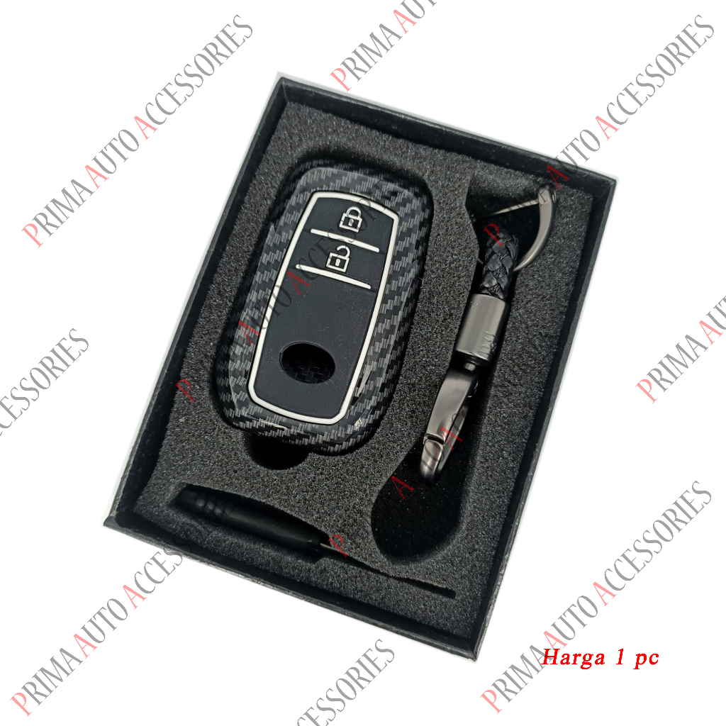 Casing Kunci Remote Mobil Toyota Carbon Fiber - Innova Type Q / Zenix Type G/V 2 Tombol