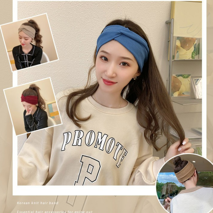 Bando Wanita Motif Hairband Elastis/Aksesoris Hairband/Fashion Bando Import/Bando Bandana Wanita Headband Korea Elastis Stretch Sport Wanita Polos Ikat Rambut Jilbab Bandana Rambut Wanita