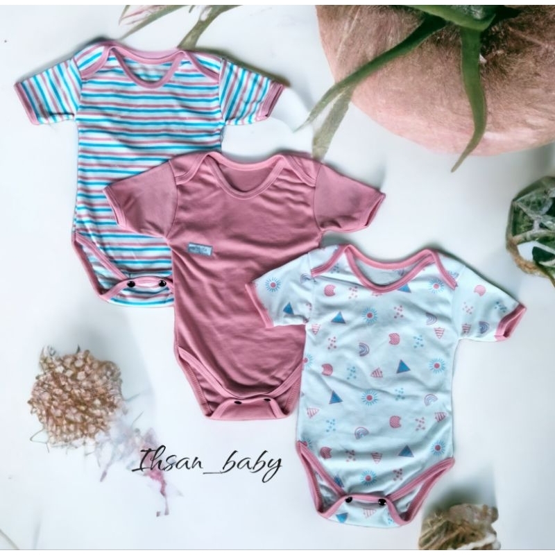 3 pcs jumper pendek bayi seri warna dasti