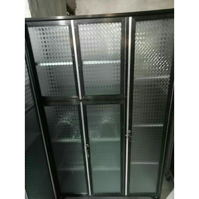 Rak Piring 3 Pintu Coklat Kaca Es Dino