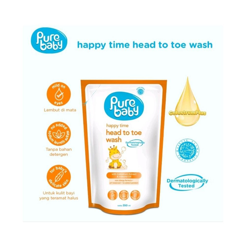 Pure Baby Head To Toe Wash Bottle, Pump, and Refill