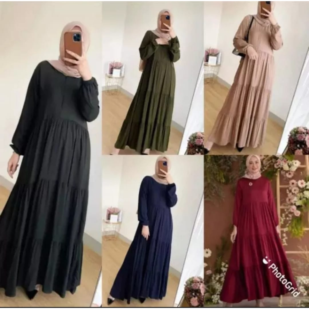 GAMIS CRINKEL AIRFLOW SUSUN / BAJU GAMIS LEBARAN TERBARU / GAMIS POLOS CRINKLE / GAMIS SUSUN POLOS