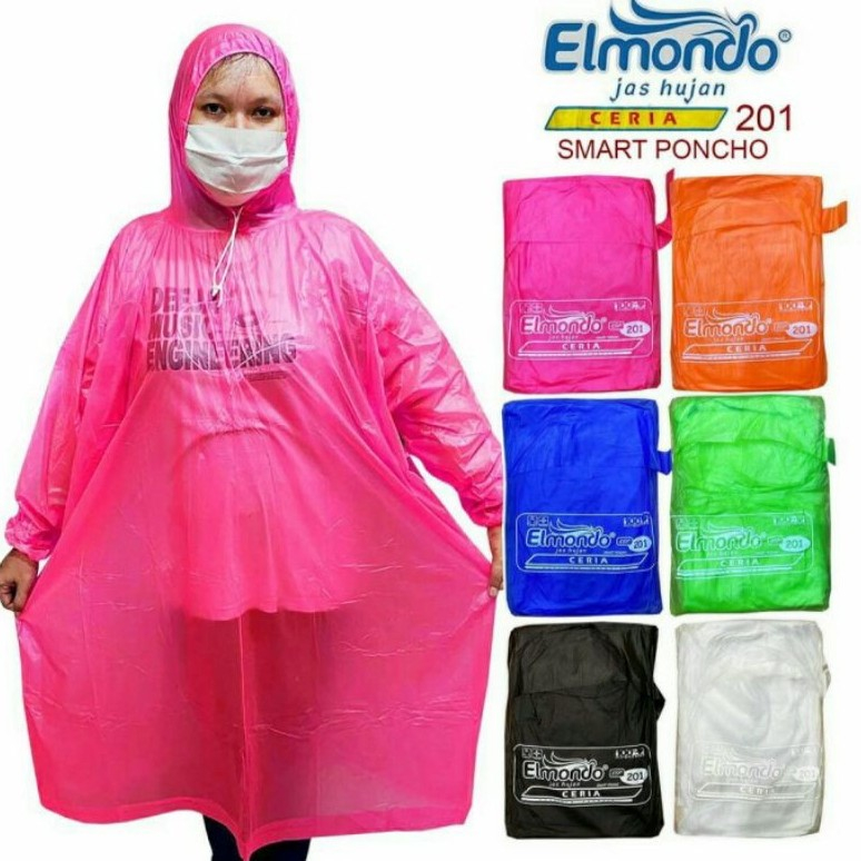 Jas Hujan Elmondo 201/Raincoat Poncho Elmondo Ceria 201/Mantel Mantol Ujan Ponco Lengan Model Kalong