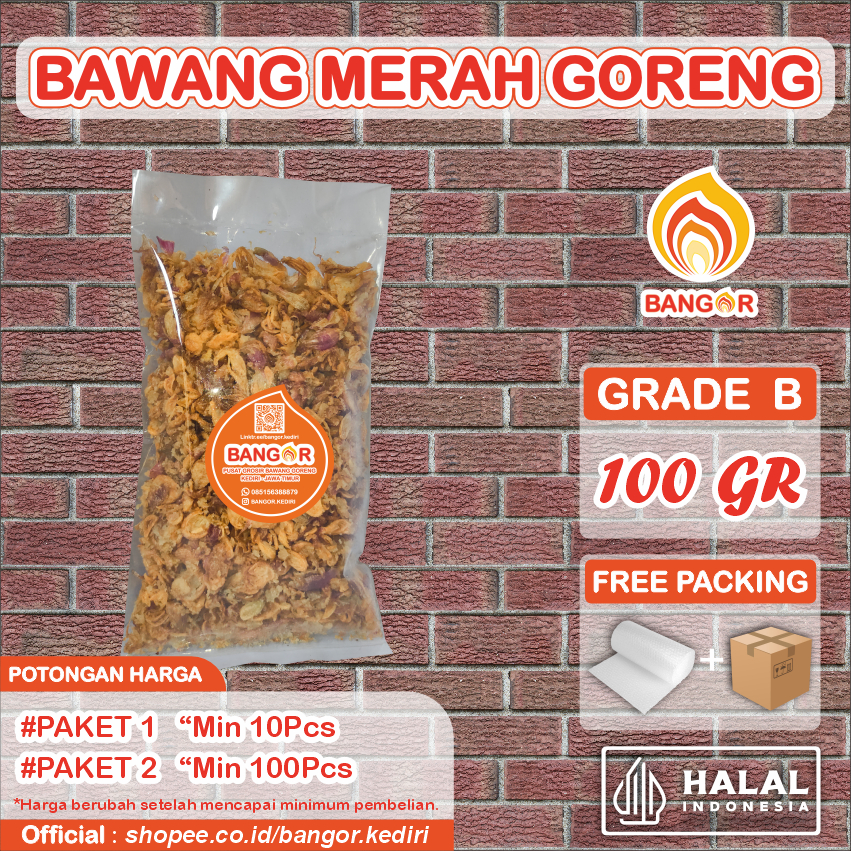 MERAH-B [ 100 gr ] Bawang Merah Goreng / Brambang Goreng, Grade B, Refill