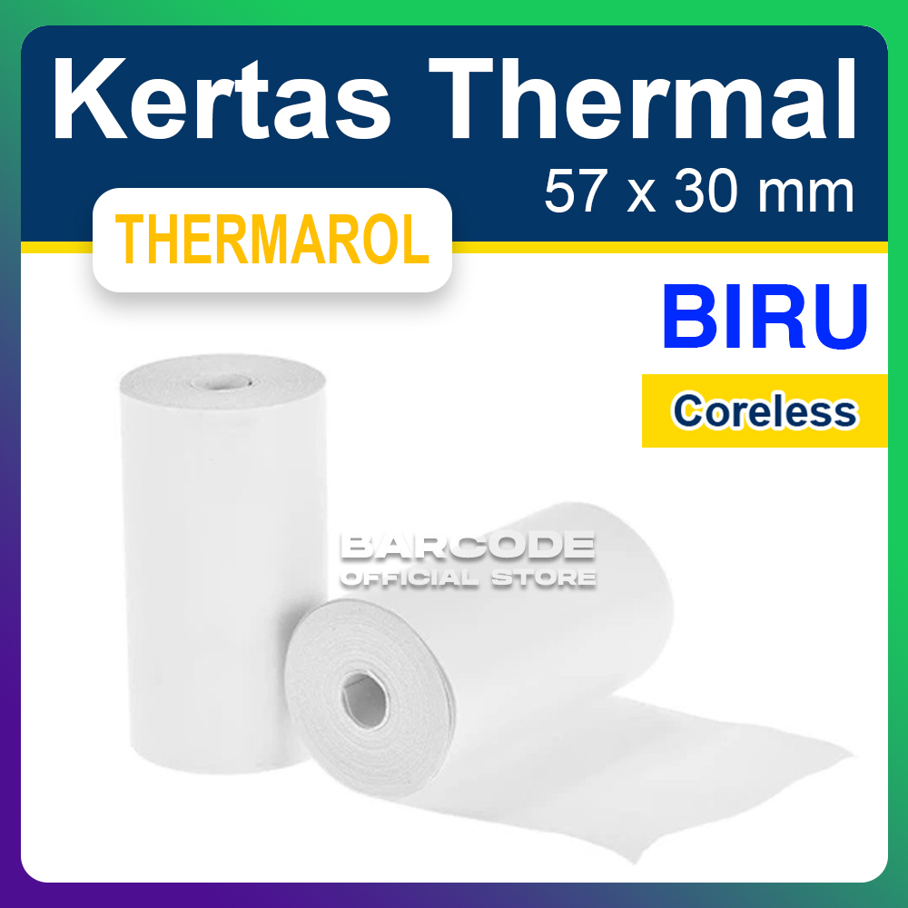 

Thermal Paper Thermarol 58 x 30 / 57x30mm Blue Coreless Mobile Printer