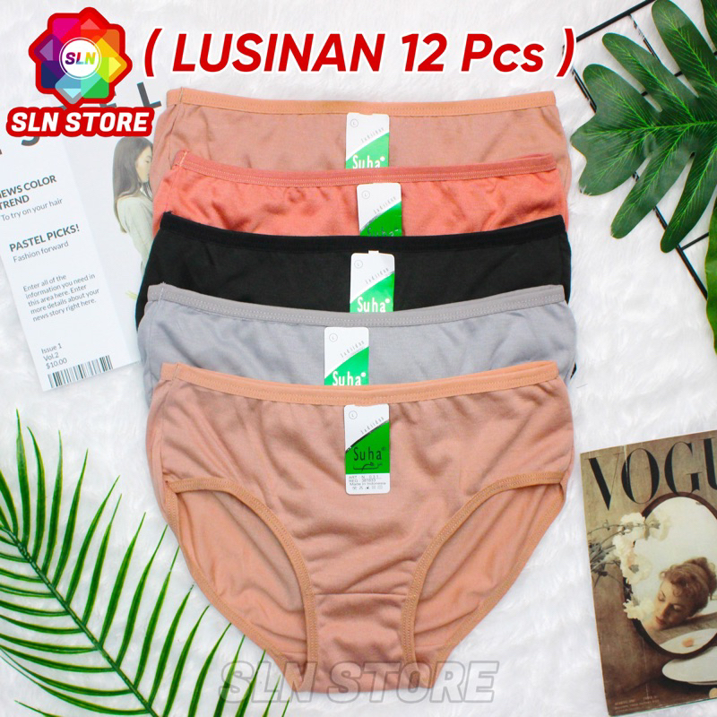 ( 12 Pcs ) CELANA DALAM WANITA MURAH BAHAN ADEM CD PEREMPUAN POLOS MURAH LUSINAN