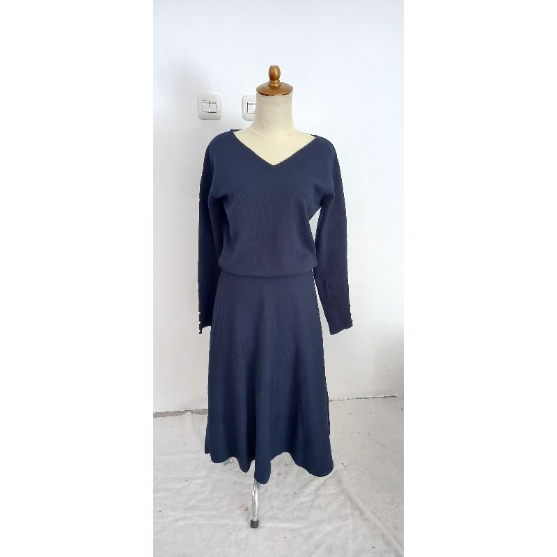 Navy Long Knitwear Dress by Trudea