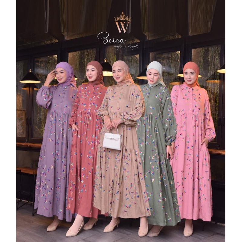 midi wanita terbaru/ MIDI kringkel bangkok bordir/ MIDI bordir/ midi dress seina