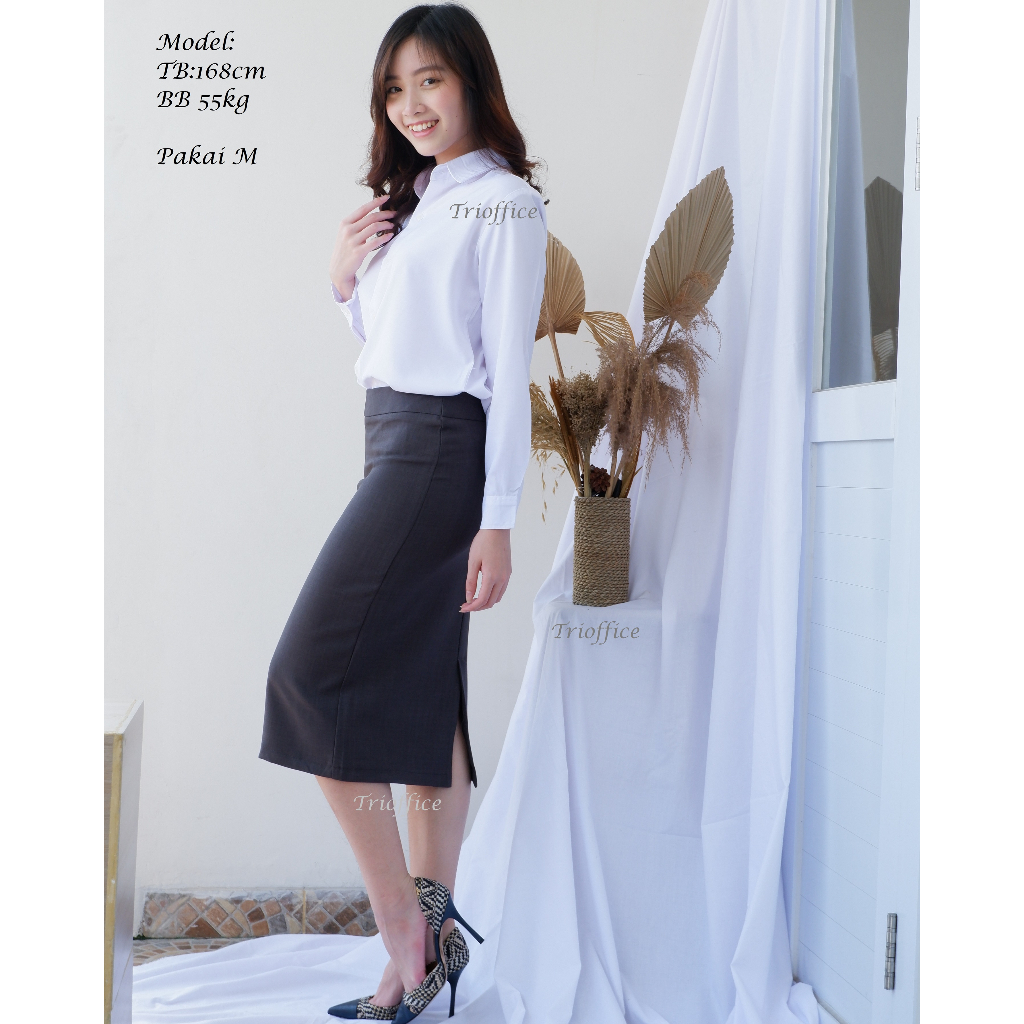 Rok Span Hitam Kerja Formal Polos Midi Sebetis 7/8