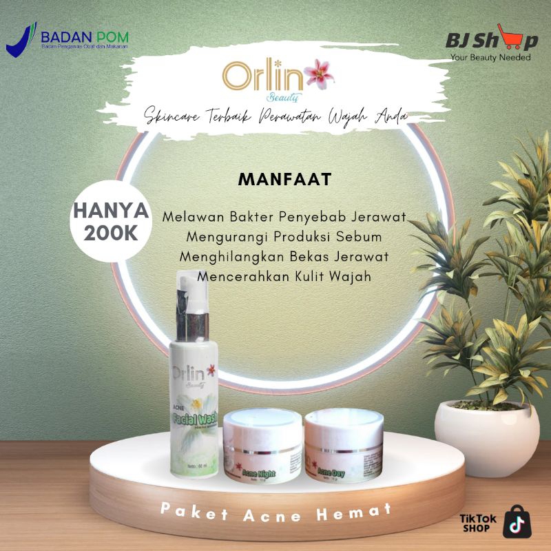 Orlin Beauty Skincare - Paket perawatan kulit wajah Normal/Jerawat/Flek dan Memutihkan Wajah aman BPOM