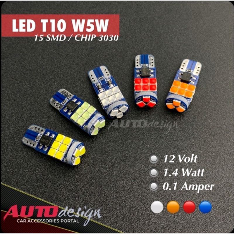 LAMPU LED MOBIL MOTOR T10 W5W 15SMD CHIP 3030 SEN DAJJAL T10 15 MATA