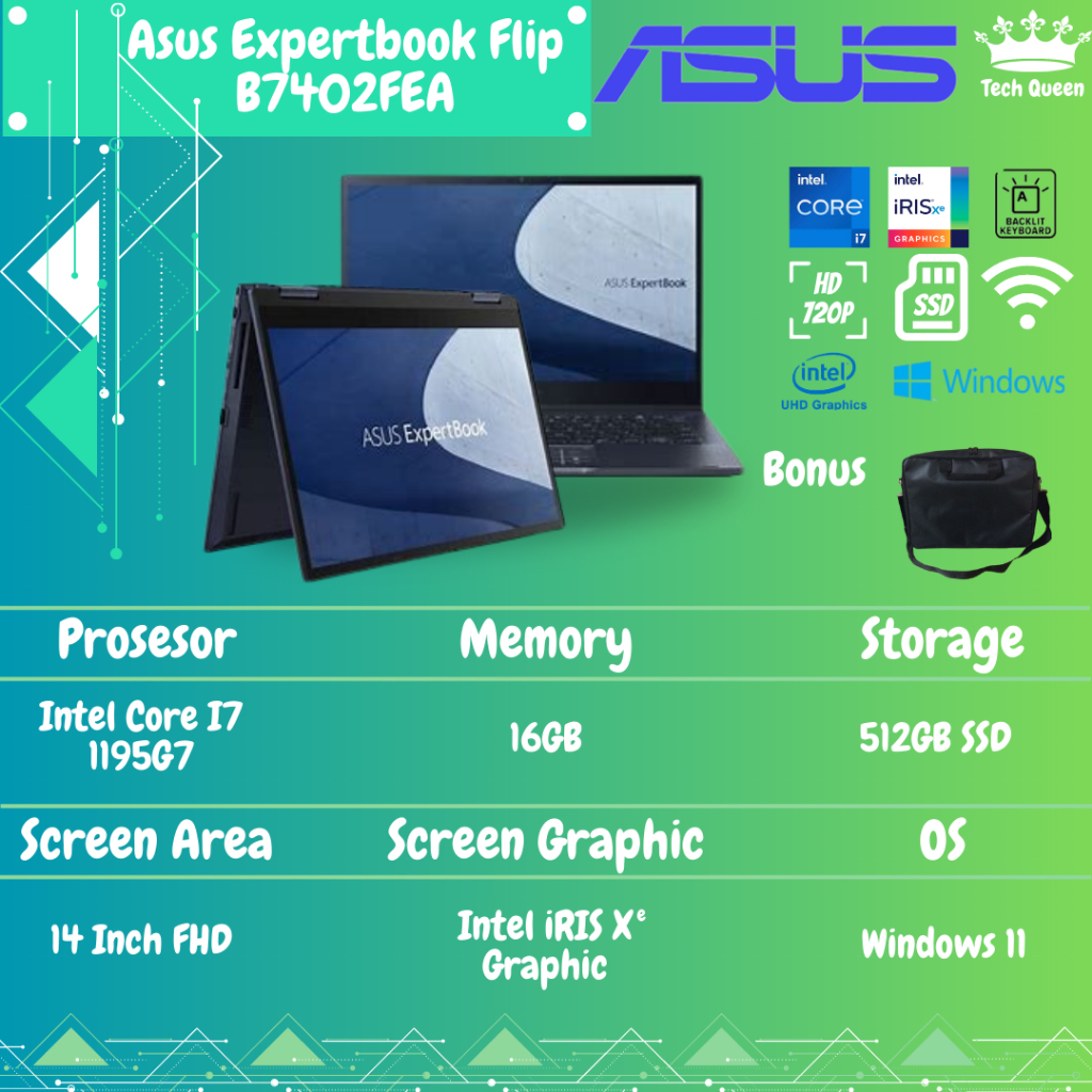 ASUS EXPERTBOOK FLIP B7402FEA 2IN1 TOUCH I7-1195G7 16GB 512SSD WINDOWS 11PRE 14.0FHD