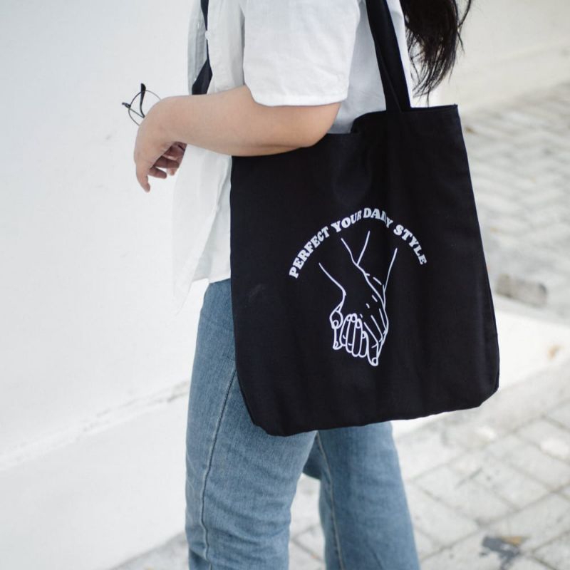 Mmo sport Tote Bag Canvas Premium Series Pria Wanita Simple Aesthetic