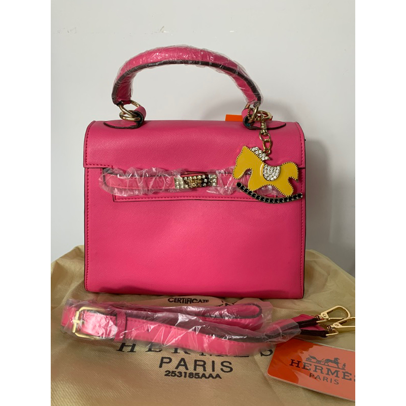 Top Handle Bag H*rm*s Pink Fuschia, Tas Import Wanita Premium, Tas Branded Import, Tas Blink blink m