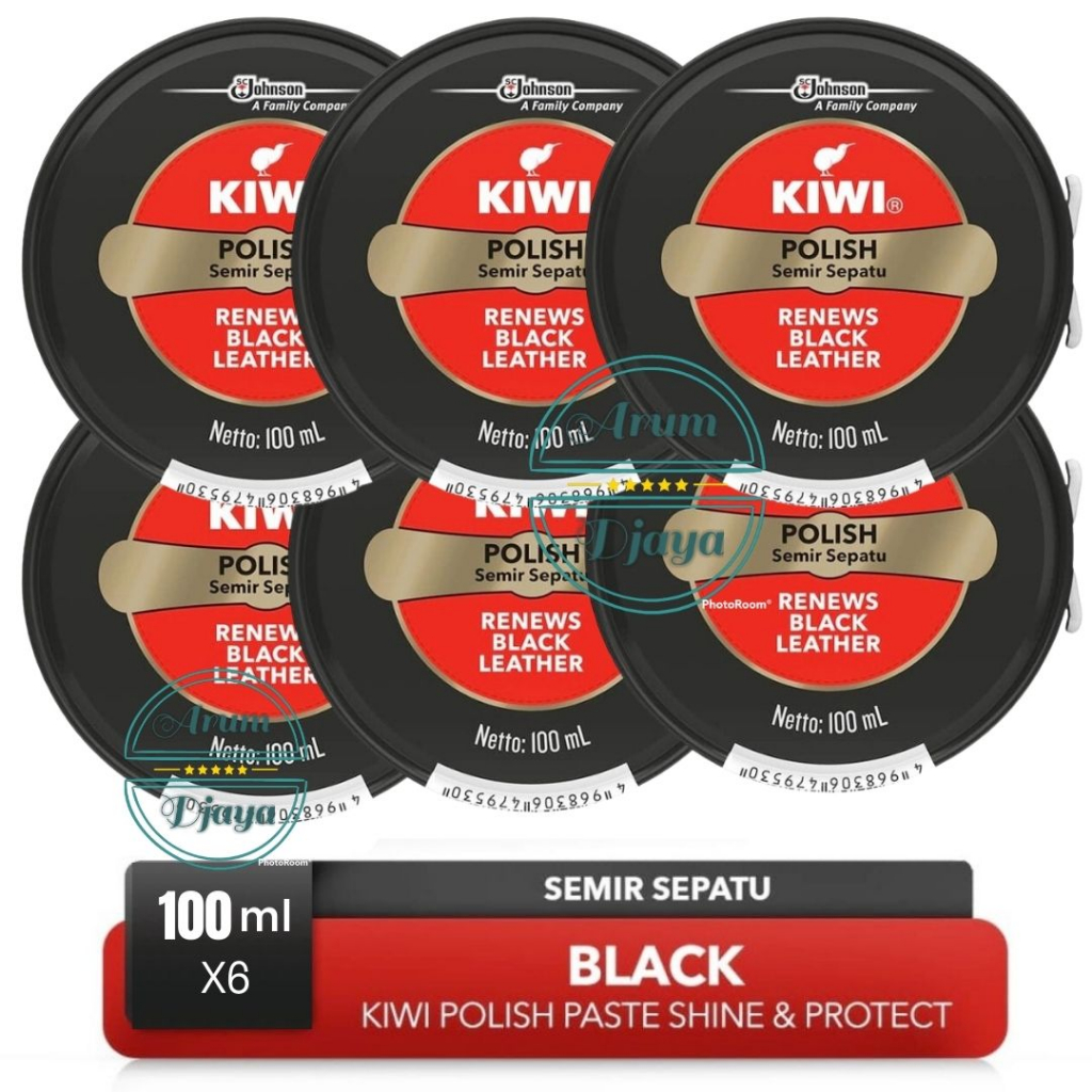 Kiwi Semir Sepatu Hitam Shoe Polish Hitam Kulit Klasik Sepatu Black 100mL x6