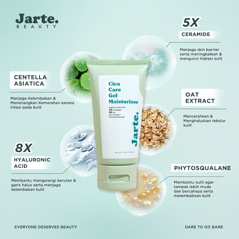 (GOSEND/COD) JARTE CICA CREAM MOISTURIZER 5X CERAMIDE 8X HYALURONIC ACID 50ML - Meredakan Jerawat Dan Kemerahan