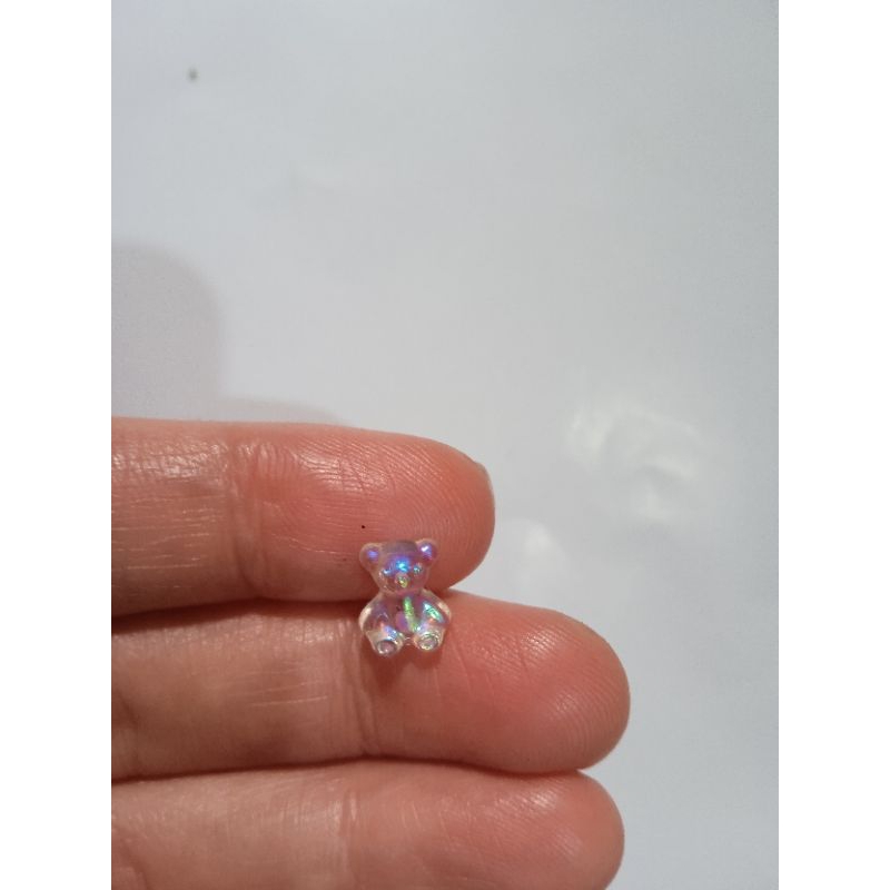 Hiasan Nail Arts bentuk Bear Transparant AB tinggi 8mm