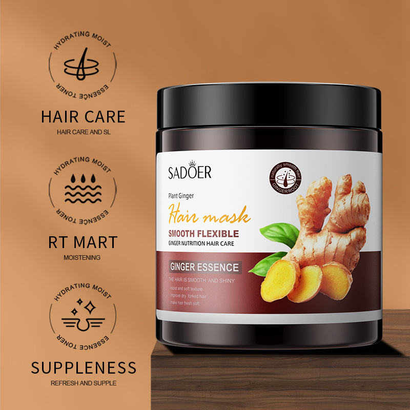 SADOER Ginger Shampoo 500ml / Hair Mask 500Gr Hair Growth Dry Hair Damage Refreshing Anti Hair Loss / Untuk rambut kering, smoothing dan anti rambut rontok