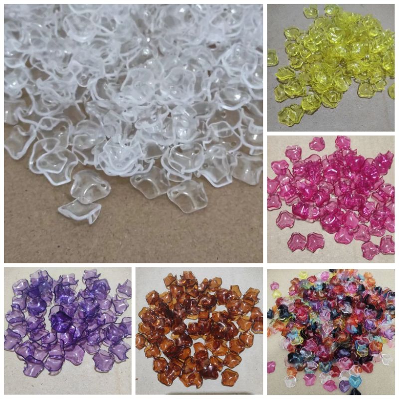 100pcs bahan craft akrilik keriting kecil bening