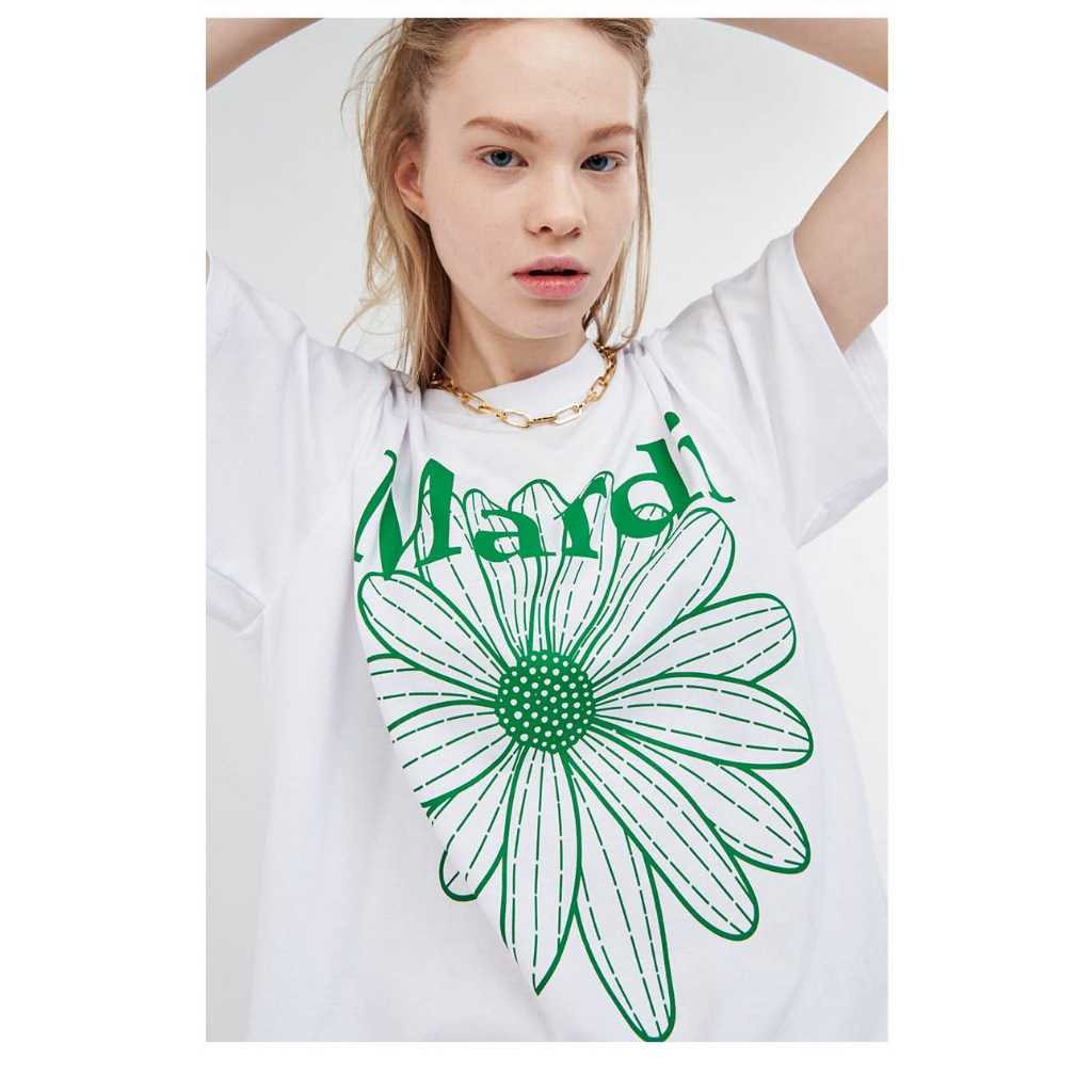 MARDI MERCREDI TSHIRT FLOWER MARDI (WHITE GREEN)