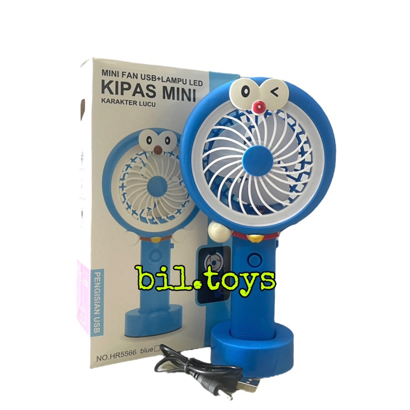 KIPAS ANGIN MINI USB PORTABLE LED LIGHT LAMPU KIPAS MINI KARAKTER