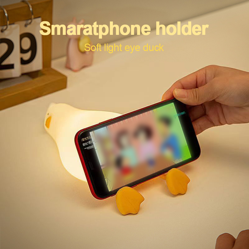 Lampu Tidur LED Model Bebek Squeeze Phone Holder Warm White 1W - K-1096 - White