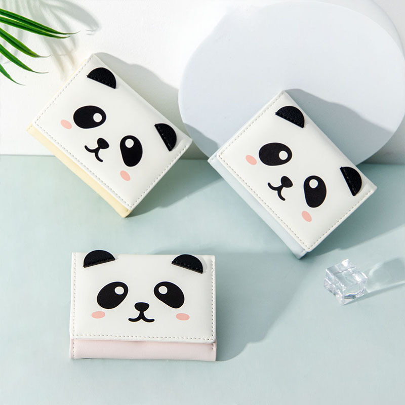 TASBLUE 2023 Dompet Pendek Panda Dompet Lipat Tipis Serbaguna D252 Paket Kartu Pelajar Dompet Koin Dompet Mini