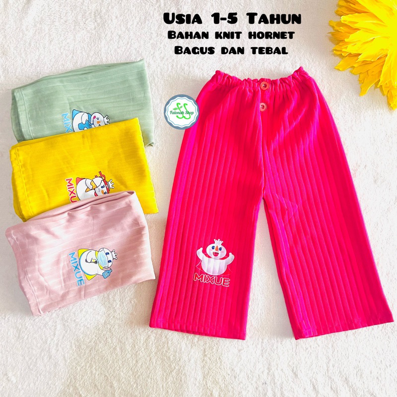 kulot knit anak mixue cewek perempuan kulot mixue celana panjang hornet fatonah shop