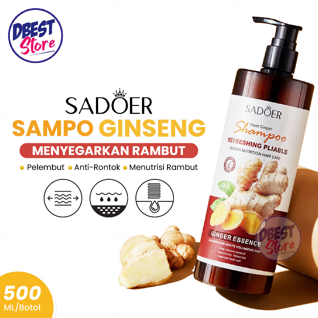 SADOER Ginger Shampoo Menutrisi dan Melembutkan Rambut 500ml