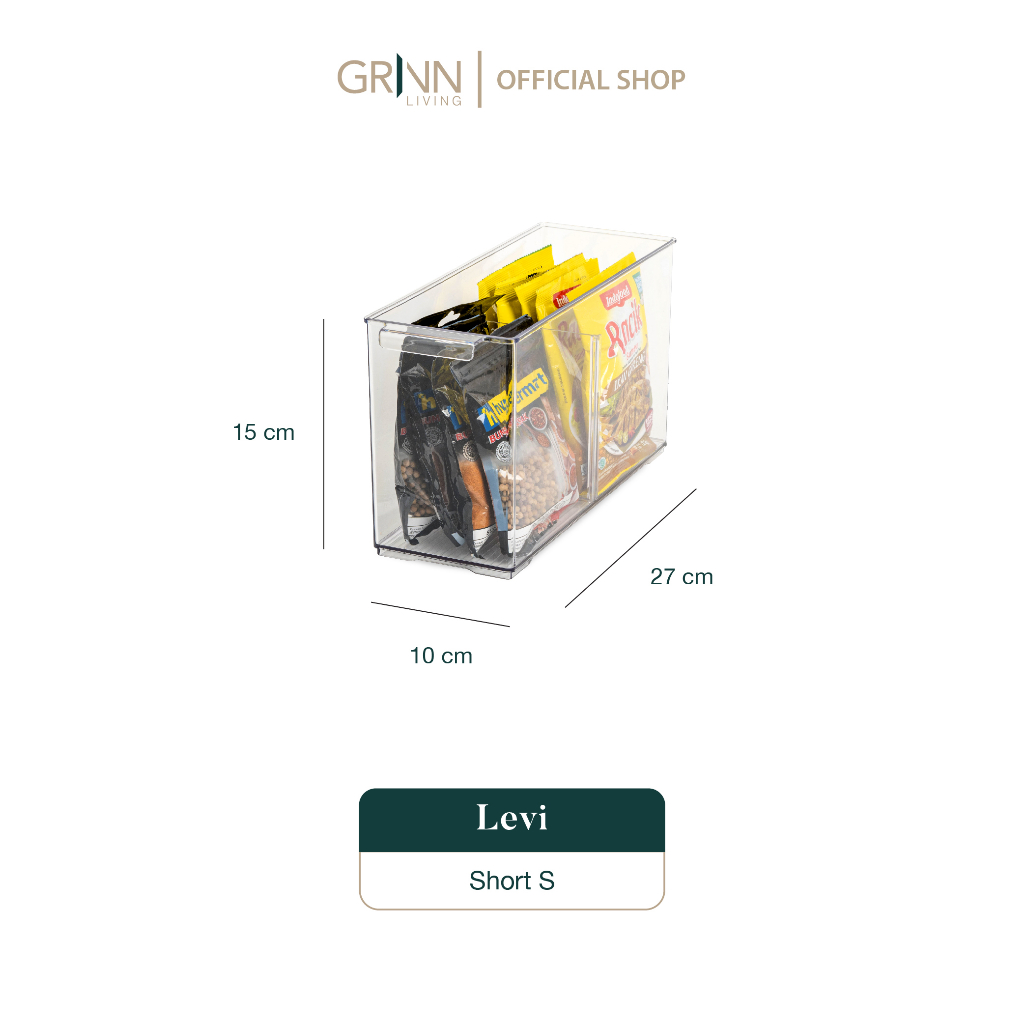 GRINN LIVING Levi Short Small Storage Organizer Kotak Bening / Transparan / Wadah / Tempat Penyimpanan Snack / Cemilan / Bumbu Dapur / Serbaguna / Aesthetic